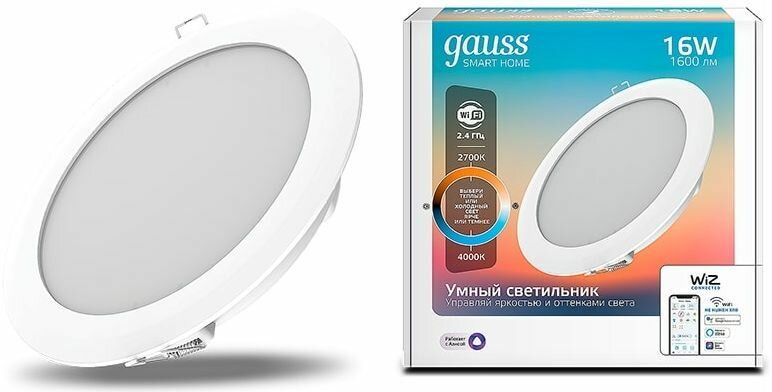 Умный светильник IoT GAUSS Smart Home потолочный [2040122]