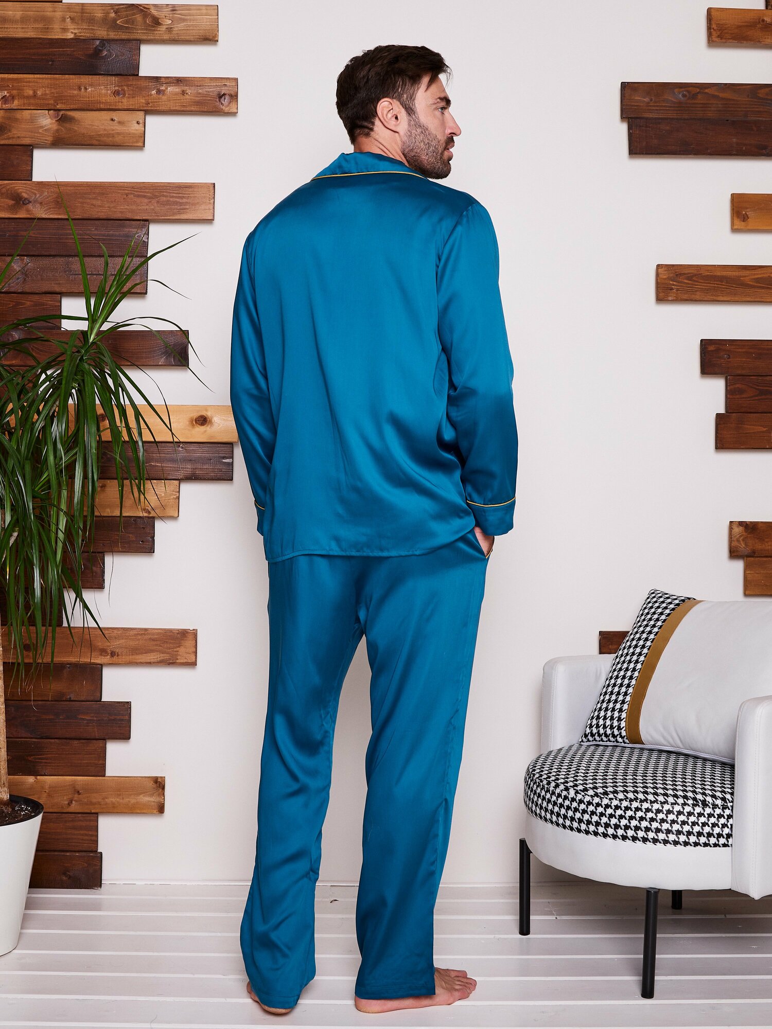 Пижама мужская из тенселя ( брюки и рубашка), размер 48 - фотография № 4