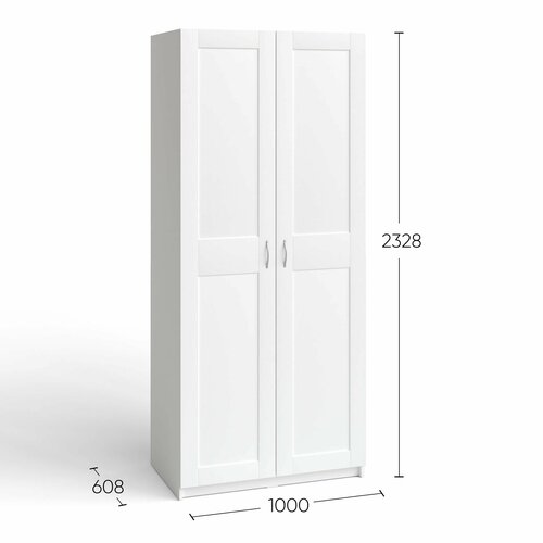 Шкаф макс, 2 двери 100х61х233 белый, ГУД лакк