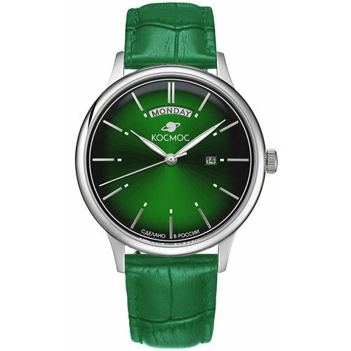 Наручные часы Космос, зеленый, серебряный