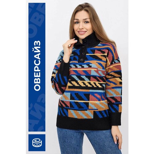 Джемпер Lika Dress, длинный рукав, свободный силуэт, вязаный, размер 44, черный
