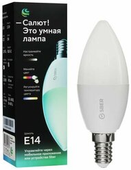 Умная светодиодная лампа SBER C37 RGB SBDV-00117, Wi-Fi, E14, 5.5 Вт, 470 лм, 6500 К, 230 В / 50 Гц