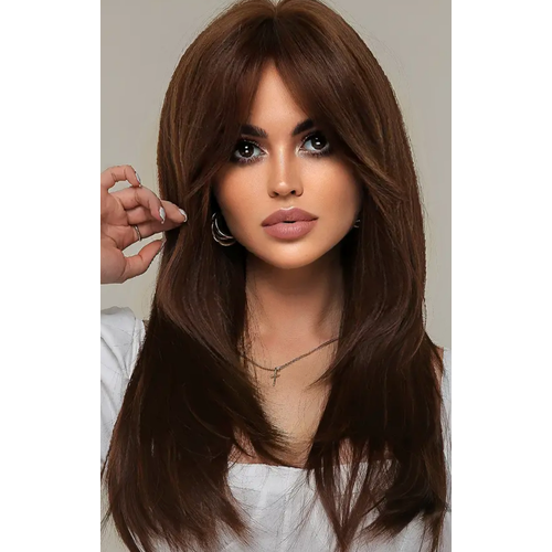 Парик каштановый шоколадный коричневый