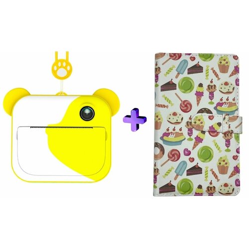 Комбо Фотоаппарат моментальной печати LUMICAM PRINTY DK04 yellow Альбом для фотографий - Пончики 764000₽