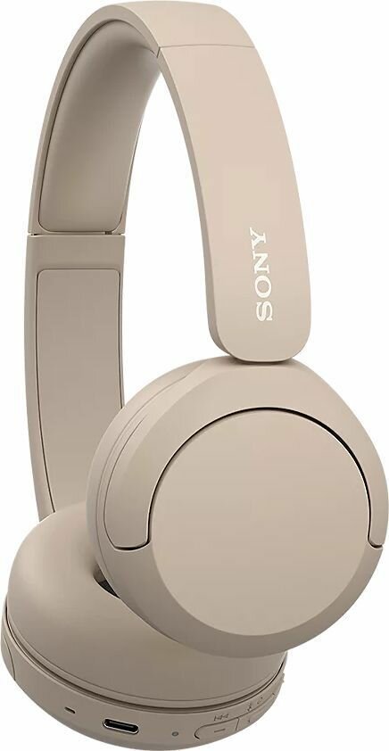 Наушники Sony WH-CH520, Bluetooth, накладные, бежевый [wh-ch520/c]