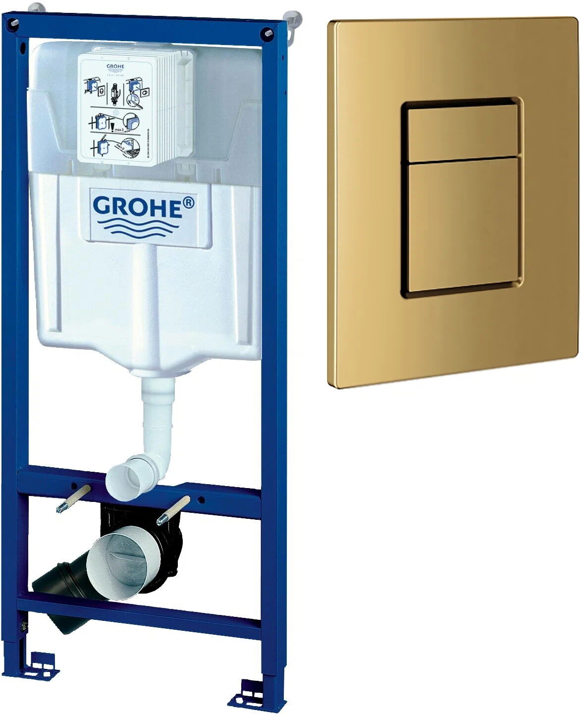 Инсталляция Grohe Rapid SL с золотой клавишей матовая 38732GNO