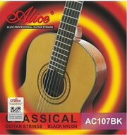 Комплект струн для классической гитары, черный нейлон, Alice AC107BK-H