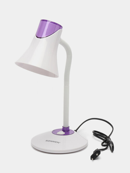 Настольная лампа светильник SONNEN OU-607, на подставке, цоколь Е27, белый/фиолетовый