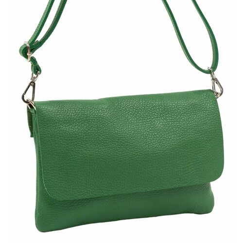 фото Сумка клатч sefaro классическая, натуральная кожа, внутренний карман, регулируемый ремень, зеленый