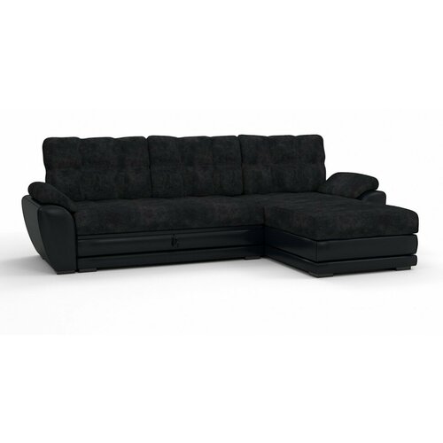 Диван раскладной угловой/Диван-кровать Император Люкс, цвет черный