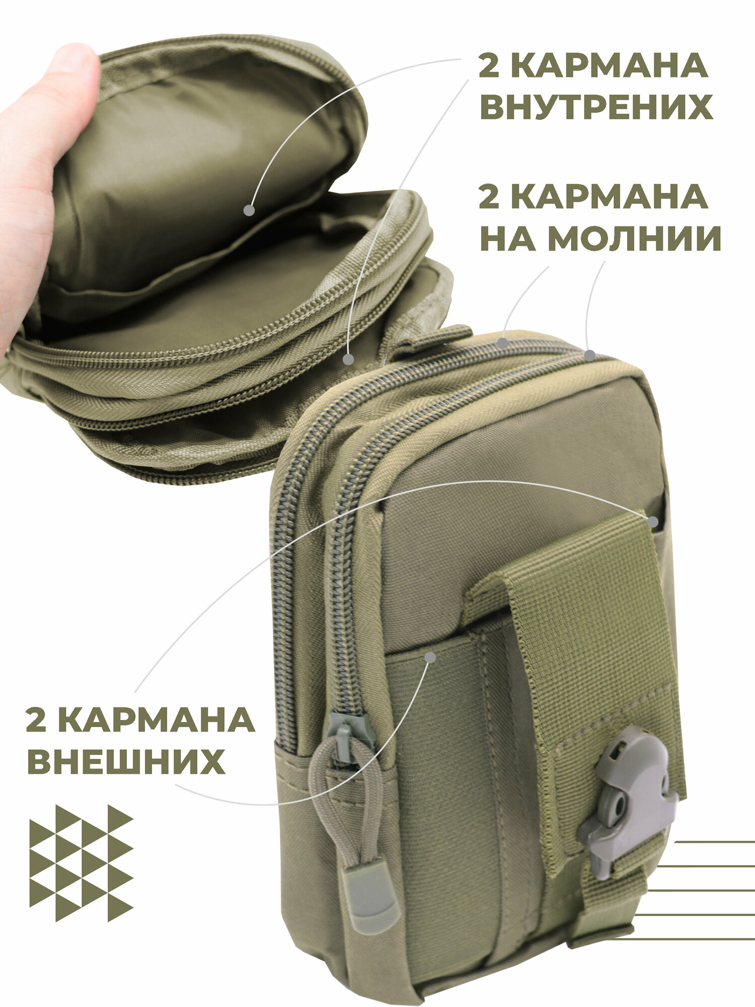 Сумка поясная Boomshakalaka, фактура гладкая, зелёный — фото 1