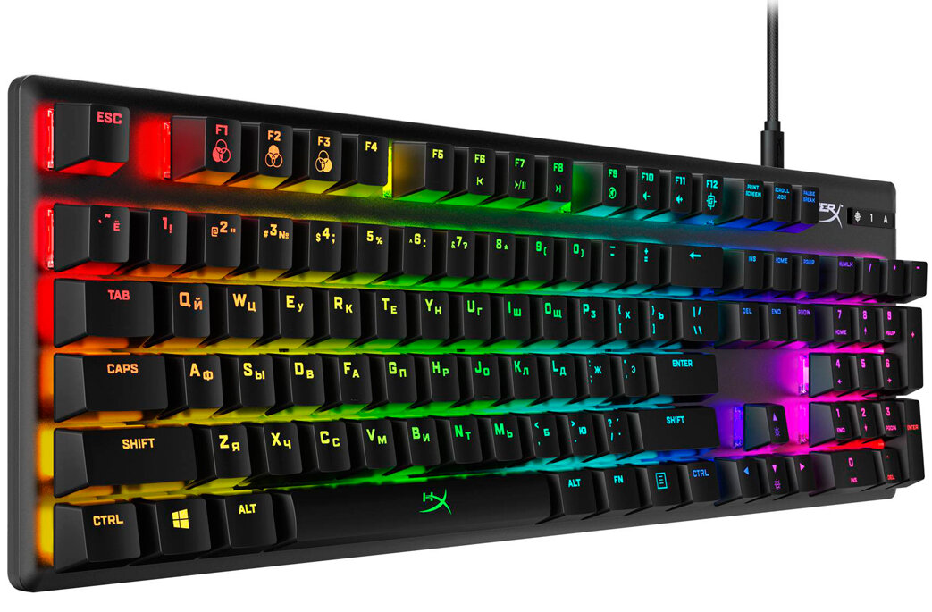 HyperX Alloy Origins (HyperX Red), черный, проводная игровая клавиатура — фото 1