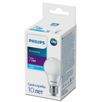 Philips Лампочка светодиодная Philips Ecohome LED A60 7Вт 6500К Е27/E27 груша матовая, холодный дневной свет