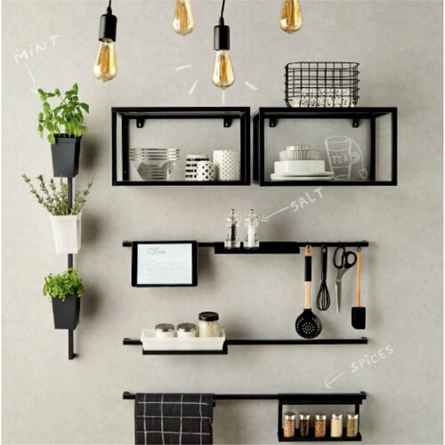 Полка подвесная на рейлинг универсальная 30.3х1.8х12 см цвет чёрно-серый