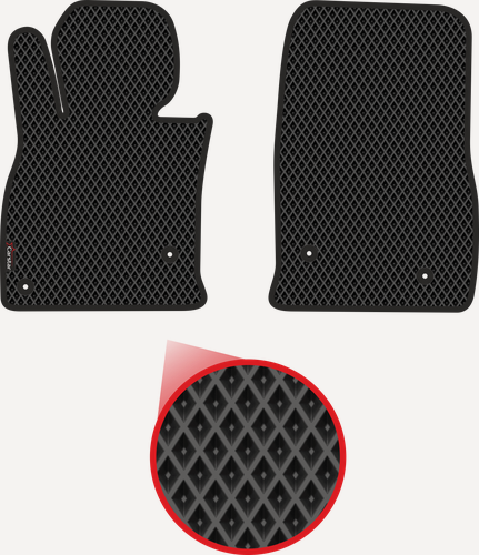 Изображение товара Передние коврики EVA для Mazda 6 III (2012-н/в), чёрные с чёрным кантом, ячейка - ромб
