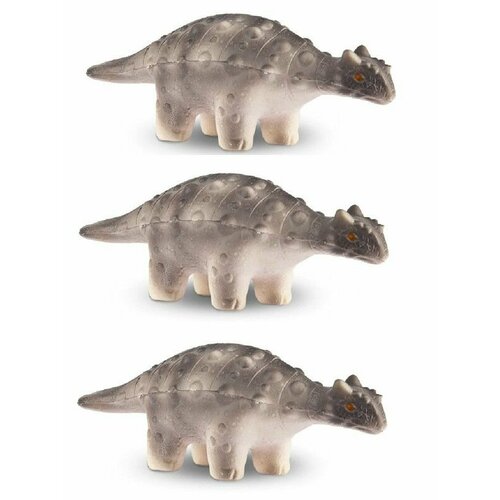 Набор 3 штуки: Игрушка-антистресс Сквиш Динозавр Анкилозавр 14 см