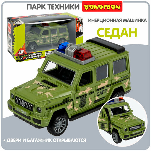 Военная машинка для мальчиков джип с мигалкой Bondibon 