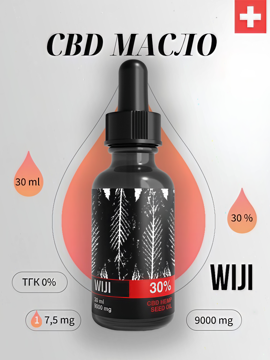 WIJI CBD масло Hemp Seed Oil 30% 30 ml, КБД