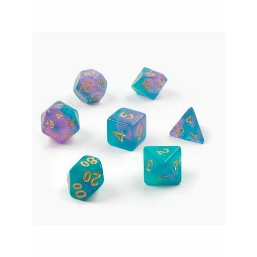 Набор кубиков для DnD (Dungeons and Dragons), лазурные 7 шт.