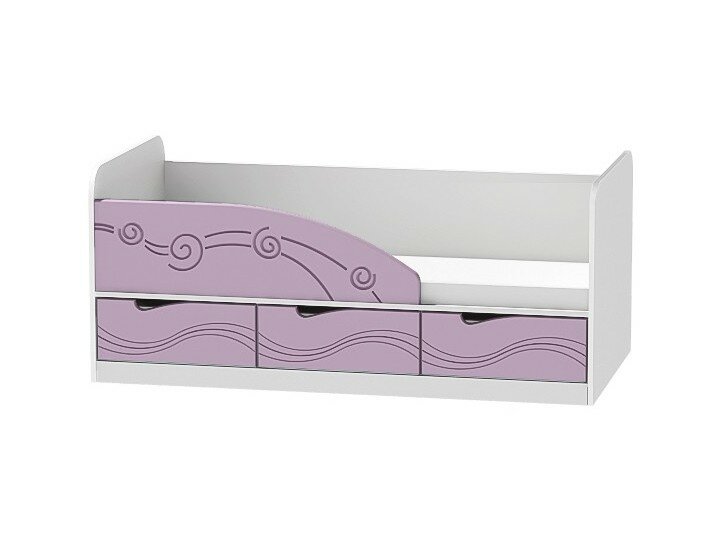 фото Кровать Бриз-4 80х160 левая/правая Волна (Сирень, Белый, Левый)