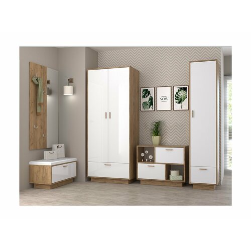 Модульная прихожая ЭГО 1 Белый глянец Дуб Крафт Золотой 52383₽