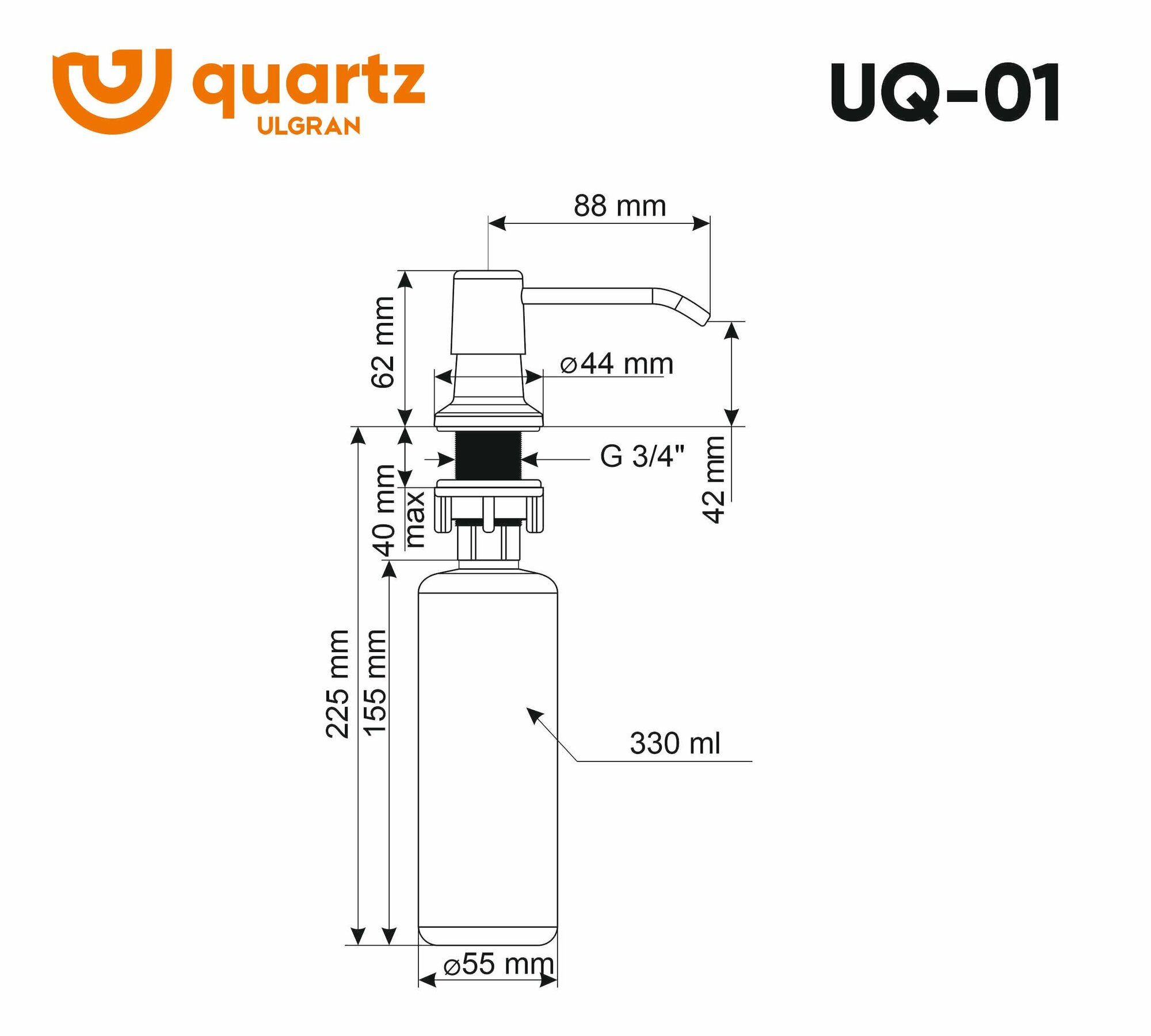 Дозатор ULGRAN Quartz UQ 01-02, лен