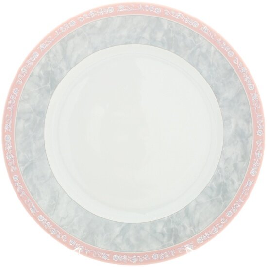 Набор тарелок мелких Thun "Jana" декор "Серый мрамор с розовым кантом" 21 см, 6 шт