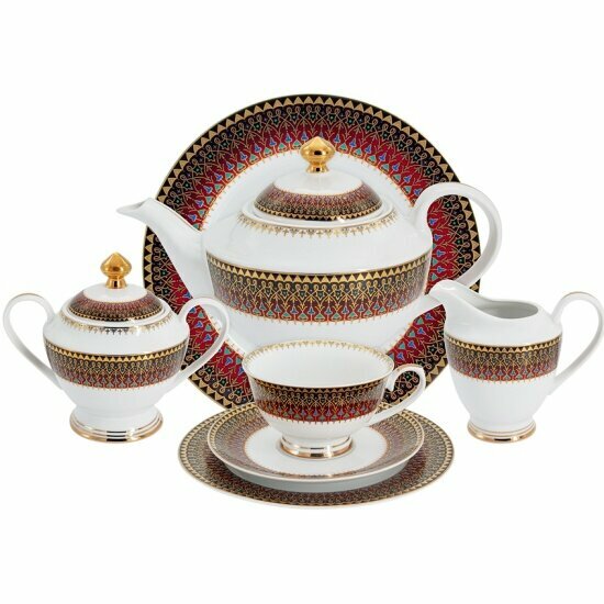 Чайный сервиз Anna Lafarg "Бухара" 42 предмета на 12 персон AL-K2426-Y6/42-MI