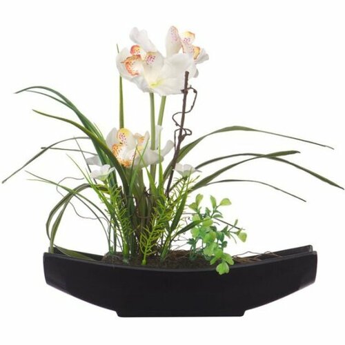 Орхидея в черной ладье ENGARD 28х7х33,5 см, белый