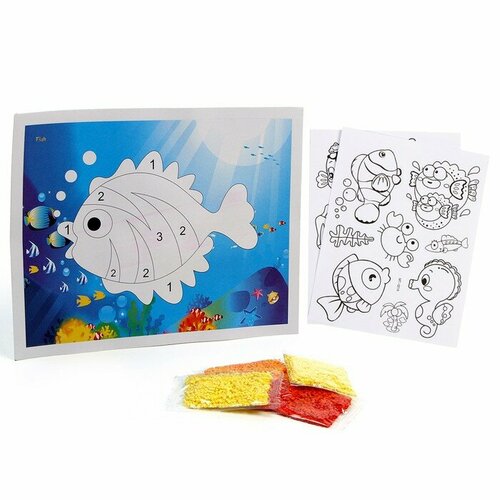 Набор для творчества аппликация EVA крошкой и раскраска - наклейки Морские обитатели 443₽