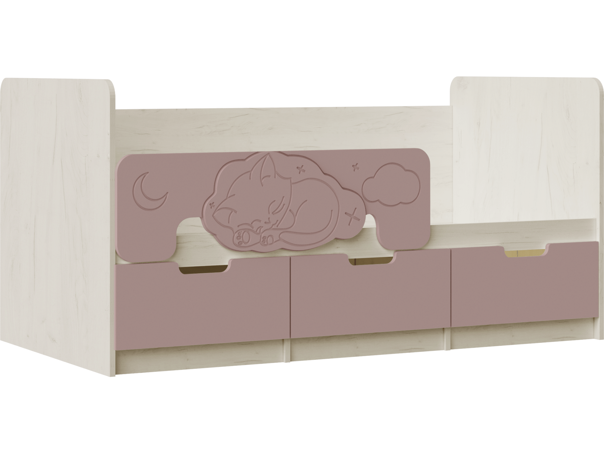 фото Юниор-4 Кровать 80х160 (Шарли пинк, Крафт белый)