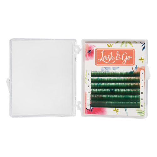 фото Ресницы цветные lash&go (лэш енд гоу) мини зеленый 6 линий d, 0,07, 8-13 mm