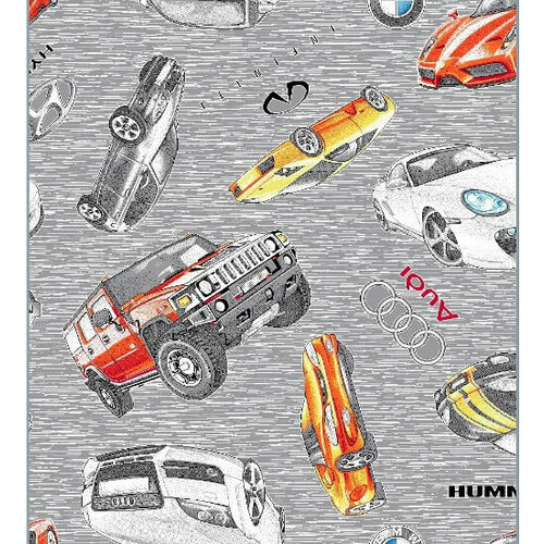 Детский ковер-палас машинки серый Детский коврик 3 x 4 м.