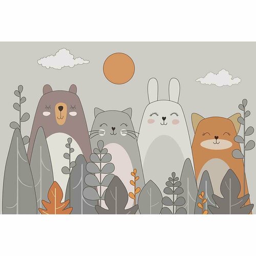 Фотообои флизелиновые Лесные зверушки Flizetto 400х270 см