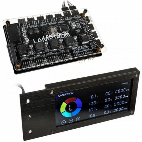 Панель управления вентиляторами и подсветкой Lamptron SM436 Sync Edition PCI RGB-L? fter und LED-Controller -Black LAMP-CA410B tishric pci sata controller pci e 1x 4x expansion card 6 8 10 ports sata expansion card asm1166 pci sata3 0 adapter add on cards