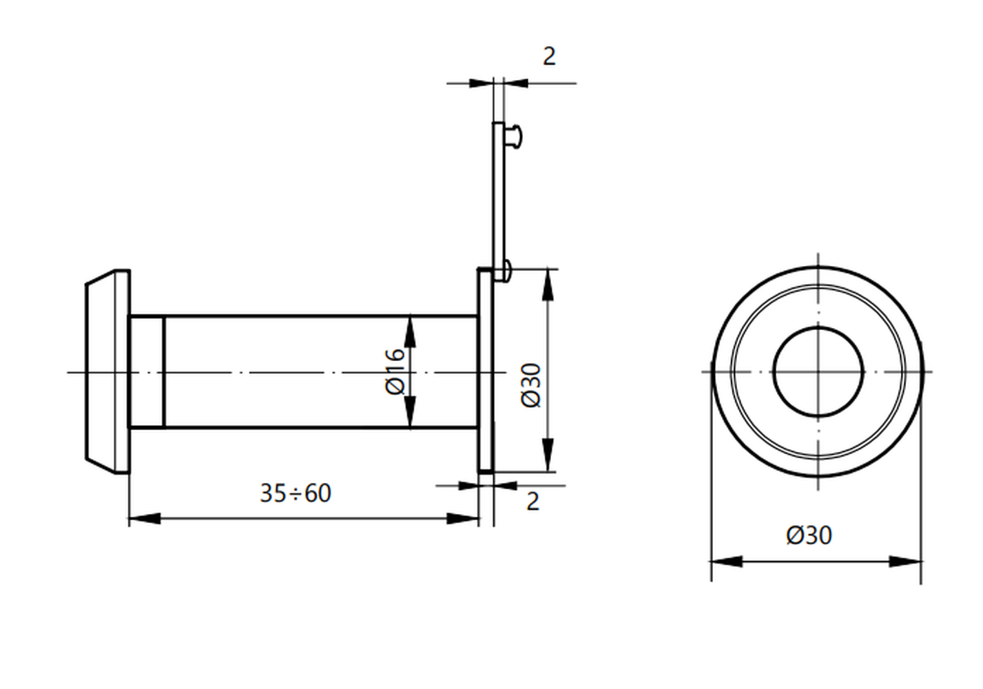 Изображение Глазок дверной Apecs 6016/35-60-G