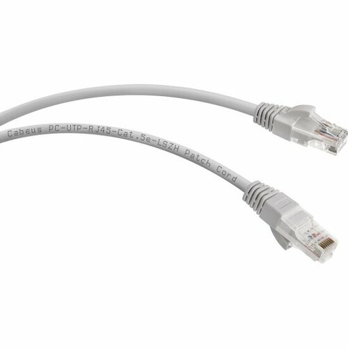 Патч-корд Cabeus U/UTP PC-UTP-RJ45-Cat.5e-0.15m-LSZH категория 5е, 2xRJ45/8p8c, неэкранированный, серый, LSZH, 0.15м