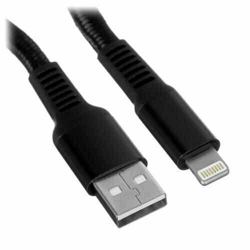 Кабель плоский DEXP Lightning 8-pin - USB черный 1 м