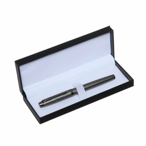 Ручка подарочная перьевая в кожзам футляре ПБ IF, корпус темно-серый