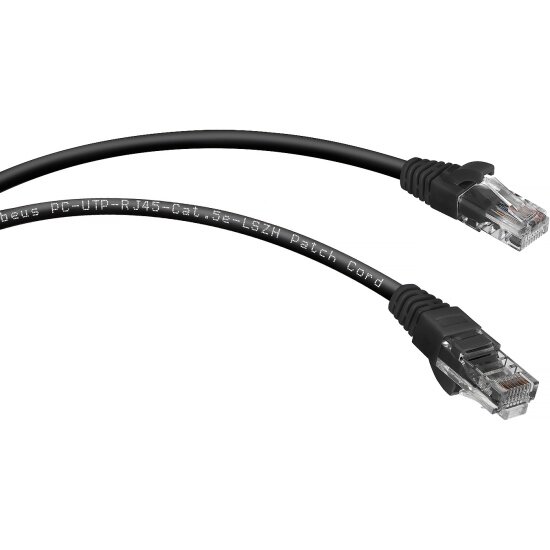 Патч-корд U/UTP CABEUS PC-UTP-RJ45-Cat.5e-0.3m-BK-LSZH категория 5е 2xRJ45/8p8c неэкранированный черный LSZH 0.3м