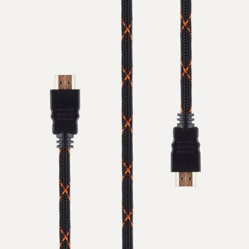 Изображение товара Кабель HDMI Rombica Digital ZX15B, HDMI 2.0b (5K, 3D, HDR), нейлоновая оплетка, чёрно-оранжевый, 1.5м