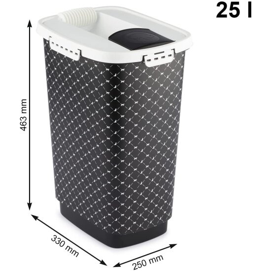 Контейнер для корма Rotho CODY с дозатором герметичный 25 литров бело-черный