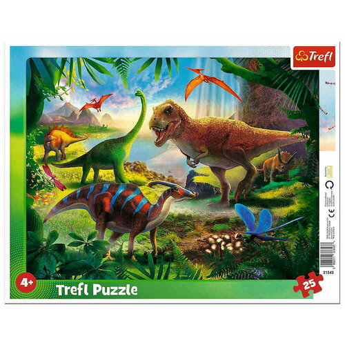 Пазл Динозавры в рамке 25 деталей Trefl в коробке 31343