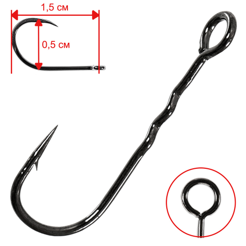 фото Крючки cf (crazy fish) round bent fixative shank №10 (15шт.)
