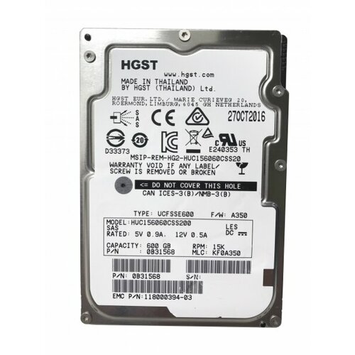 Жесткий диск EMC 118000394-03 600Gb 15000 SAS 25 HDD 14718500₽