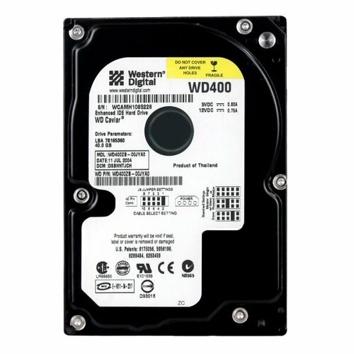 Жесткий диск Western Digital WD400ZB 40Gb 7200 IDE 3.5 HDD жесткий диск western digital wd1600avjb 160gb 7200 ide 3 5 hdd