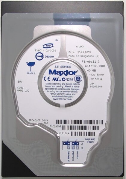 Жесткий диск Maxtor 2F040L0 40Gb 5400 IDE 3.5" HDD