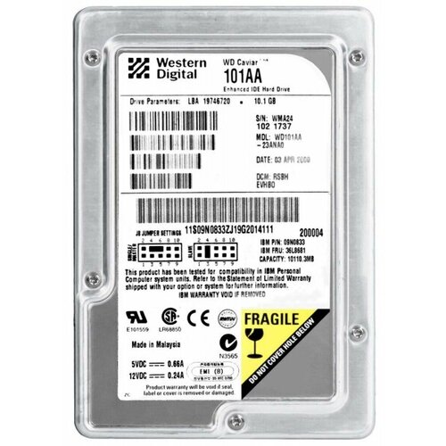 Жесткий диск Western Digital WD101AA 10.1Gb 5400 IDE 3.5 HDD жесткий диск western digital x7571 40gb 5400 ide 2 5 hdd