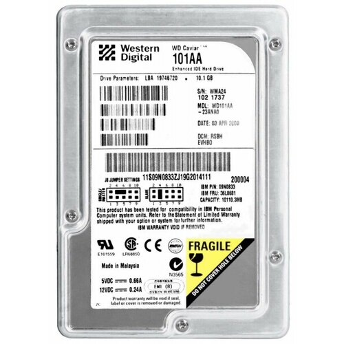 Жесткий диск Western Digital WD101AA 101Gb 5400 IDE 35 HDD 228500₽