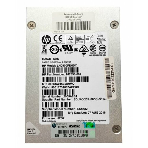 Жесткий диск HP 792227-B21 800Gb SAS 25 SSD 10833500₽